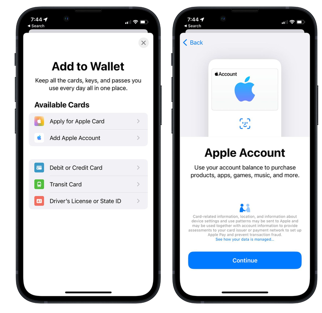 莱城苹果手机维修分享iOS 15.5钱包App如何添加 Apple 账户 
