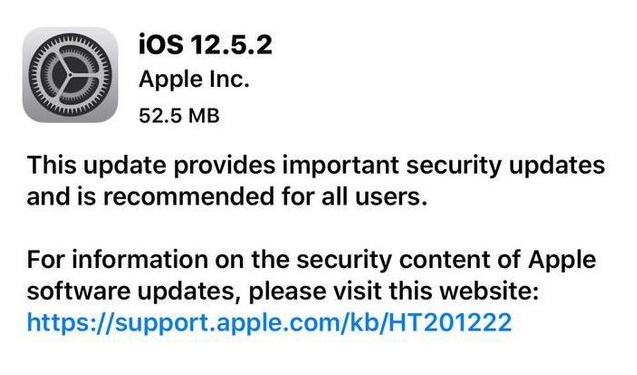 莱城苹果手机维修分享iOS12.5.2发布，建议所有老苹果用户安装 